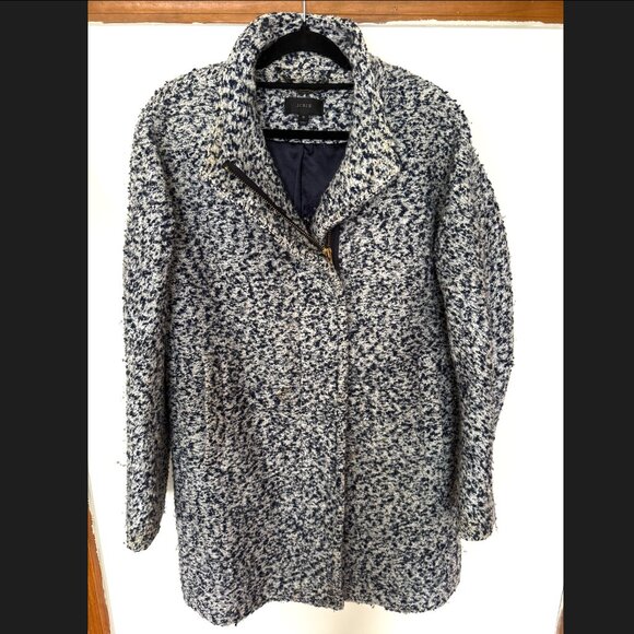 J. Crew Lodge Coat In Speckled Navy Blue Boucle - Picture 2 of 7